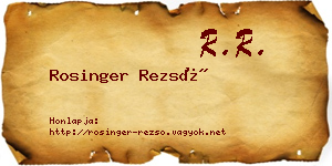 Rosinger Rezső névjegykártya